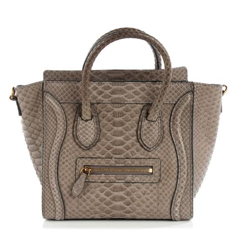 CELINE Python Nano Luggage Grey 129845 